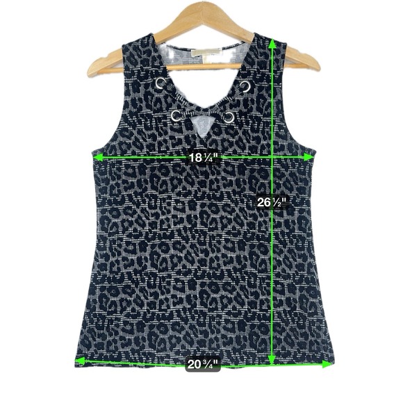 Michael Kors Blouse Women's Medium Black Cheetah Print Sleeveless Eyelet Grommet - Picture 5 of 5